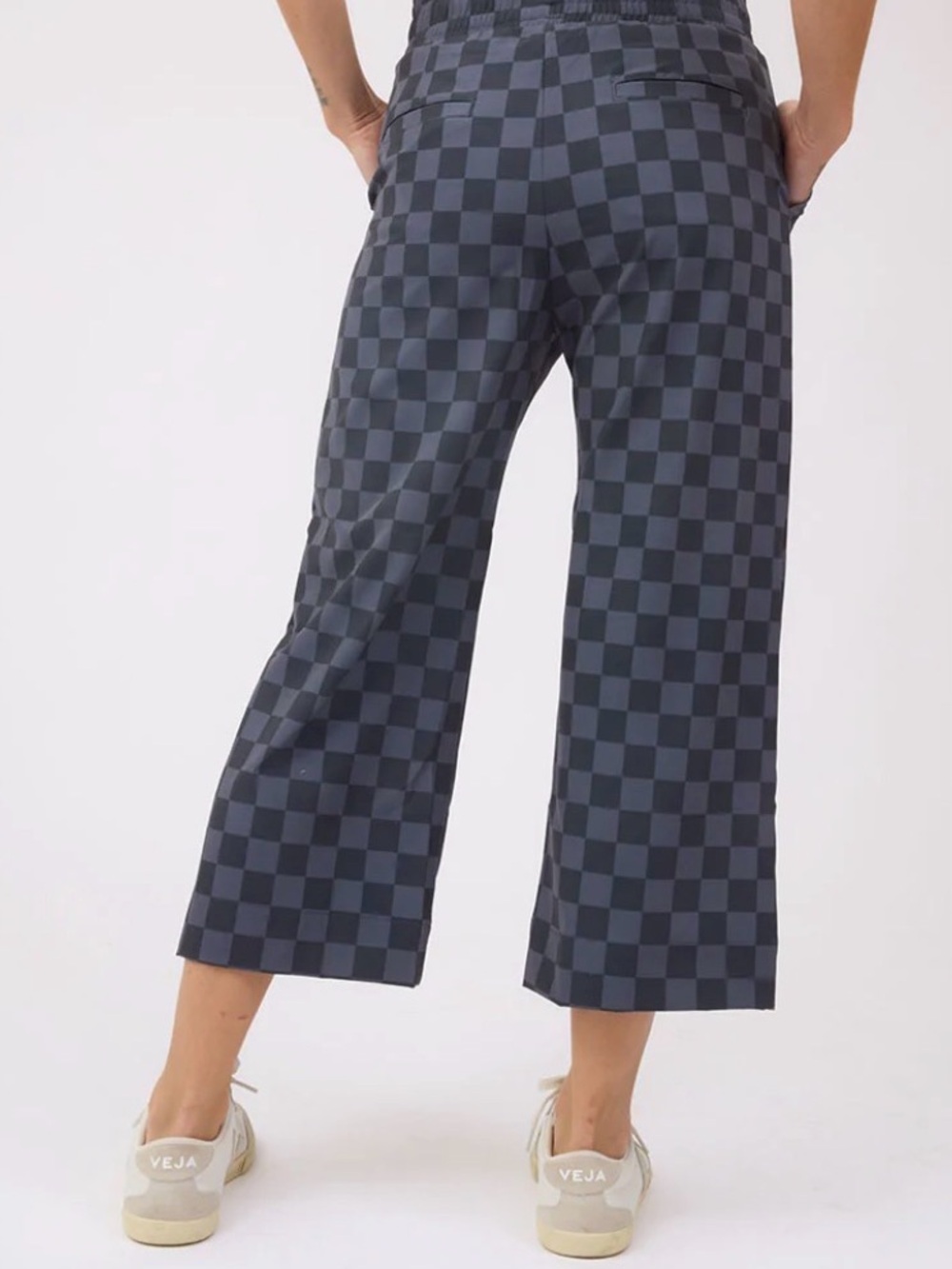 Albion Checkerboard Wide-Leg Sweatpants - Black & Gray - Picture 3 of 7